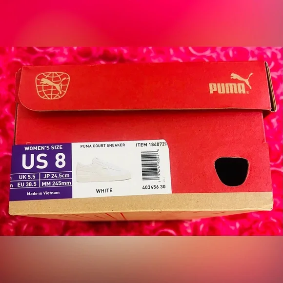 New Puma Women's White and Gold court Sneakers Size 8 - Picture 10 of 11